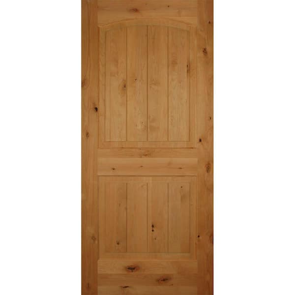 Builders Choice 30 In X 80 In 2 Panel Arch Top V Grooved Solid Core Knotty Alder Interior Door