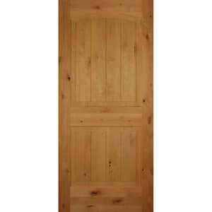 36 in. x 80 in. 2-Panel Arch Top V-Grooved Solid Core Knotty Alder Interior Door Slab