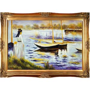 32 in. x 44 in. "The Banks Of The Seine At Argenteuil" by Edouard Manet Framed Oil Painting