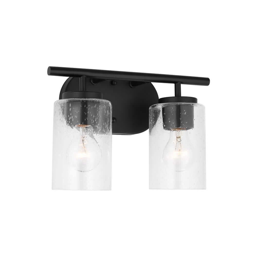 Oslo Midnight Black 2-Light Vanity with Clear Seeded Glass