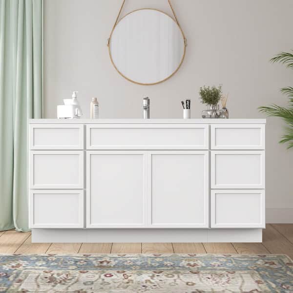 60 in. W x 21 in. D x 32.5 in. H Bath Vanity Cabinet without Top in White (Unassembled)
