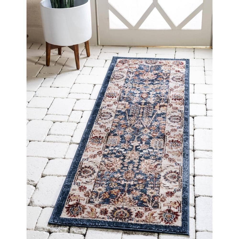 Unique Loom Utopia Collection Traditional Classic Vintage Inspired Area Rug  with Warm Hues, 9' x 12' 2 Rectangle, Dark Blue/Beige