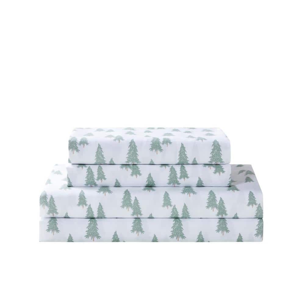 Holiday Forest King White Microfiber Sheet Set