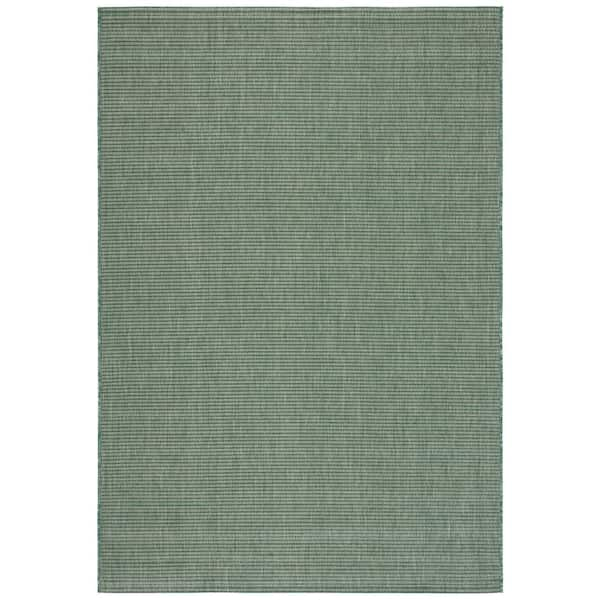 SAFAVIEH Courtyard Dark Green/Beige 9 ft. x 12 ft. Solid Indoor/Outdoor ...