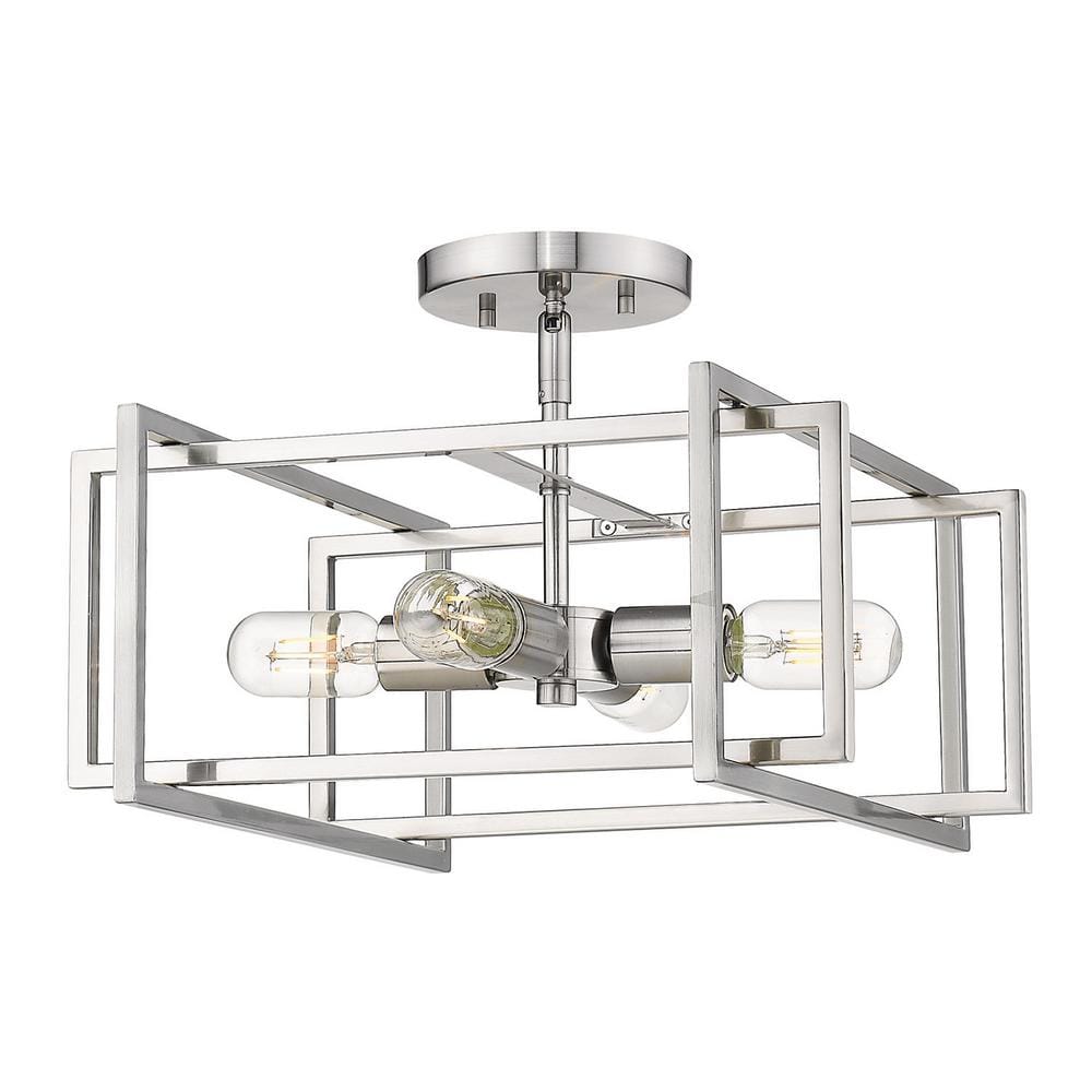 Tribeca Contemporary Pewter 16" Geometric Semi-Flush Light