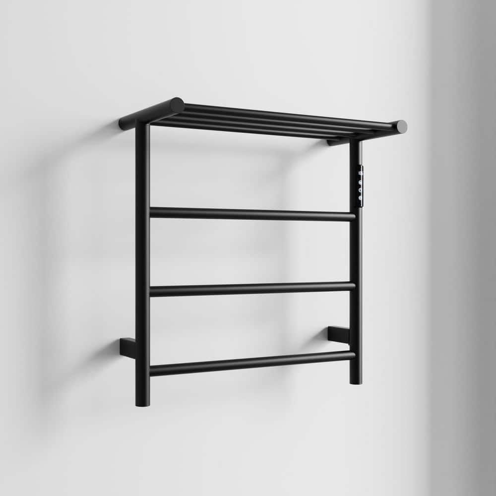 3-Bars Heated Towel Rack with Top Shelf for Bathroom, Wall Mounted Plug In and Hardwired Towel Rack in Matte Black price history on PriceWatchPro