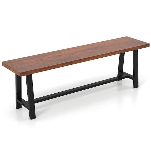 60 in. Dining Table Bench 3-Person Entryway Shoe Bench with Metal Frame for Hallway