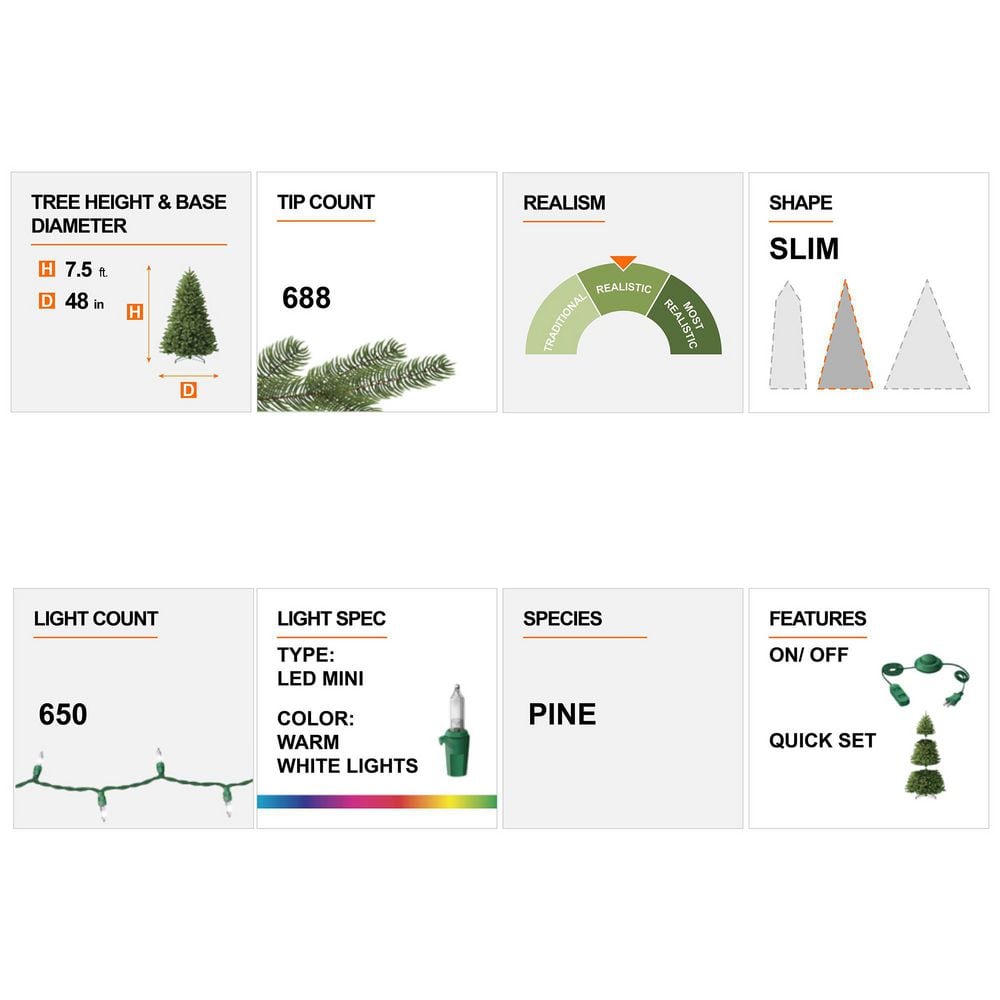 7.5ft Pre-Lit Snow Flocked Spruce Christmas Tree with Warm White Lights