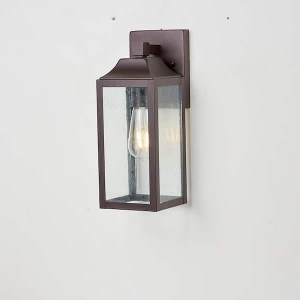 Unbranded Oil Rubbed Bronze Outdoor Wall Outlet Wall Sconce with No Bulbs Included Clear Seedy Shade