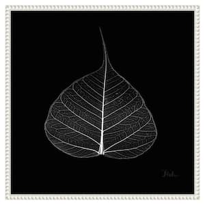 "Minimalist Leaf on Black I" by Patricia Pinto 1-Piece Floater Frame Giclee Home Canvas Art Print 22 in. x 22 in.