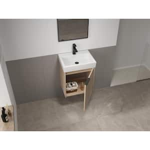 19 in. W x 14-15/16 in. D x 22-13/16 in. H Bath Vanity in Imitative Oak with White Ceramic Top