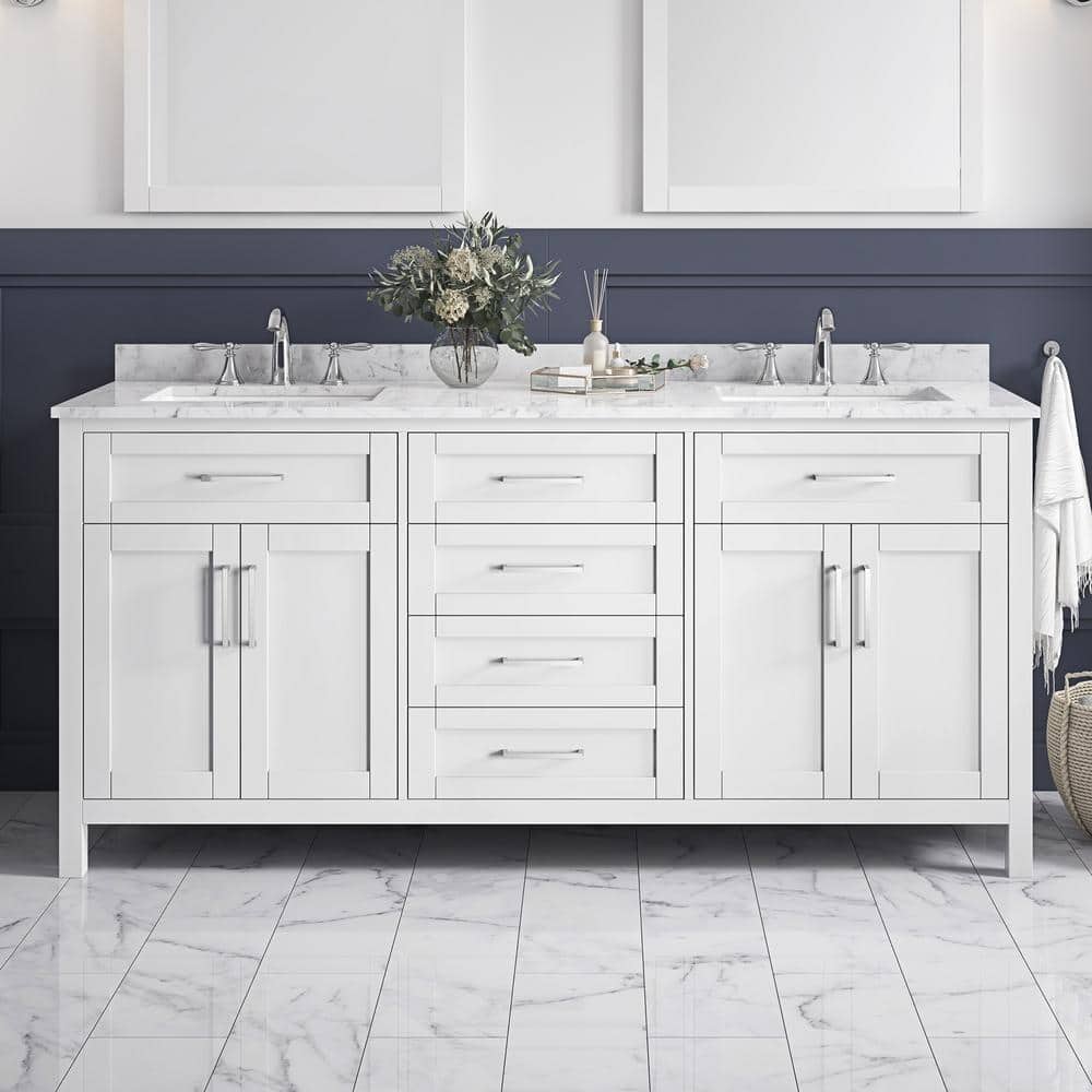 Tahoe 72" Pure White Double Sink Freestanding Vanity