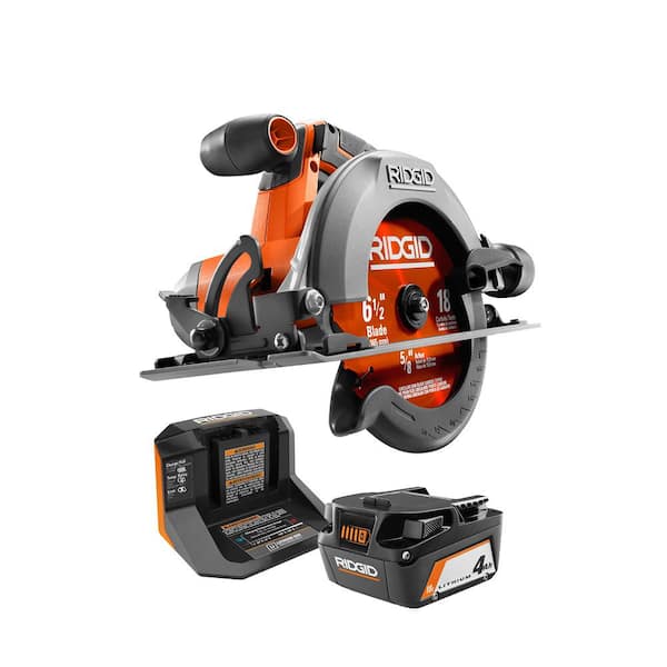 RIDGID 18V Cordless 6-1/2 in. Circular Saw Kit with (1) 4.0 Ah Battery and Charger