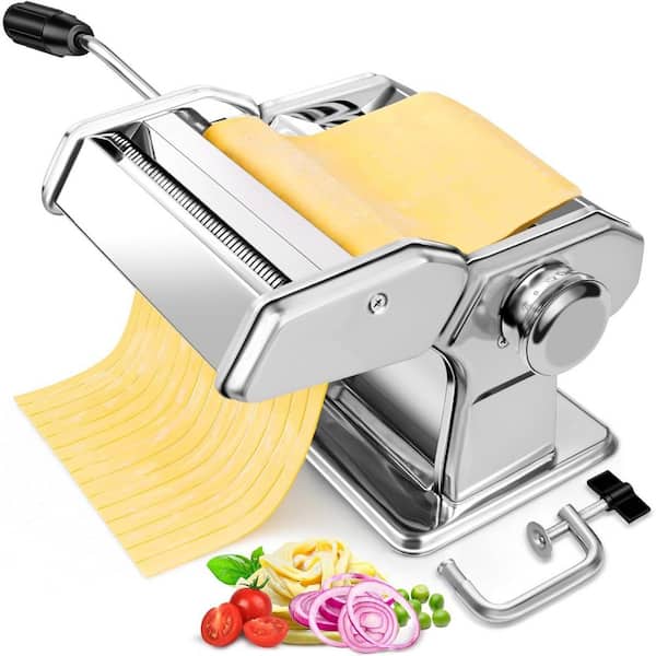 7 Thickness Settings Stainless Steel Pasta Machine, Pasta Roller and 2-in-1 Cutter for Spaghetti and Fettuccine