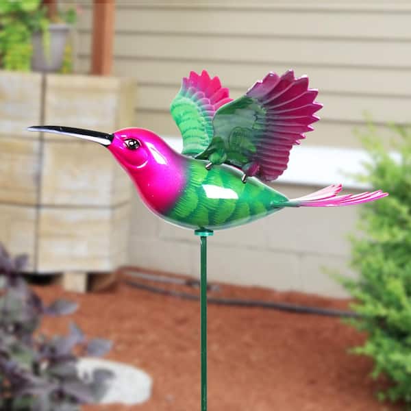 Exhart WindyWing Pink Green Hummingbird 2.4 ft. Multi-Color Plastic Garden  Stake 50244 - The Home Depot