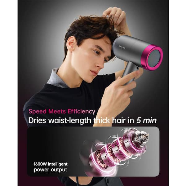 ION HAIR DRYER グレー ディフューザー付き NEXPURE Ionic Hair Dryer with Diffuser, 2000W Professional Blow