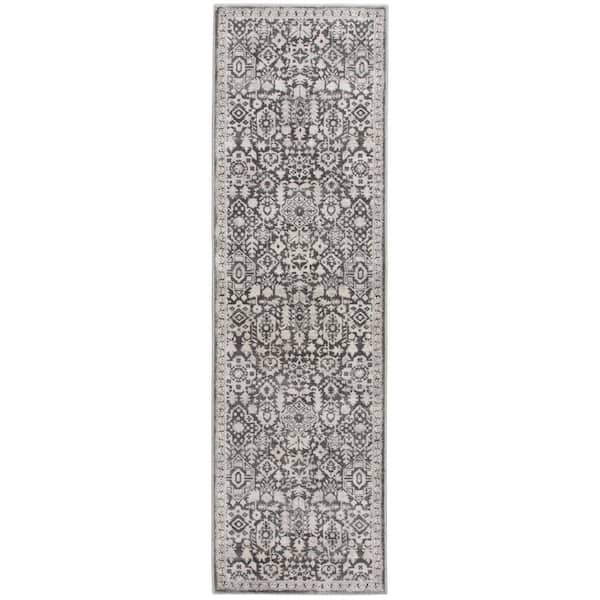 Home Decorators Collection Skyline Gray/Beige 2 ft. x 7 ft. Floral Runner Rug