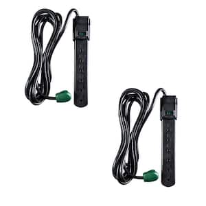 6-Outlet Surge Protector with 12 ft. Cord, Black (2-Pack)