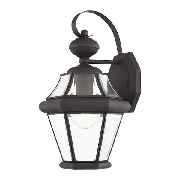 AVIANCE LIGHTING Cresthill 14 in. 1-Light Bronze Outdoor Hardwired Wall Lantern Sconce with No Bulbs Included