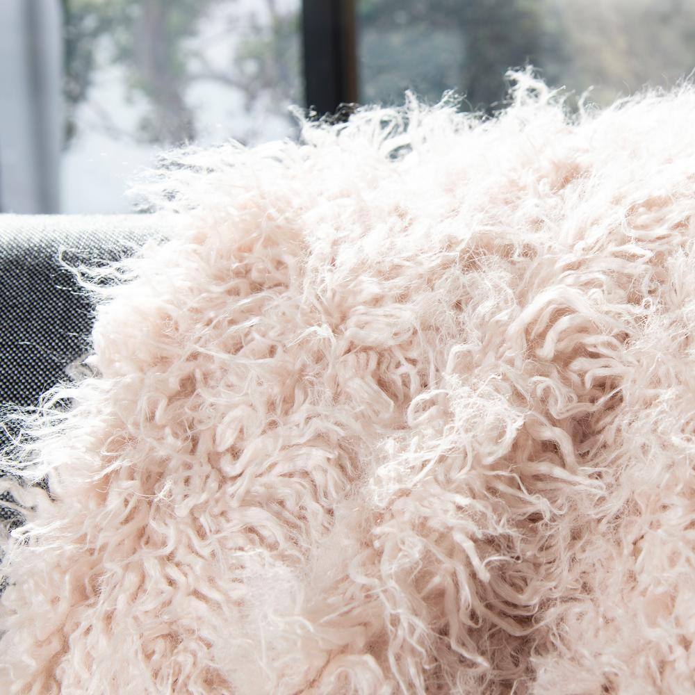 Beige Faux Fur Sherpa Throw Blanket 50" x 60"