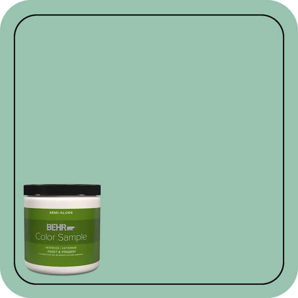 BEHR PREMIUM PLUS 8 oz. #M420-4 Jade Mountain Semi-Gloss Interior/Exterior Paint & Primer Color Sample