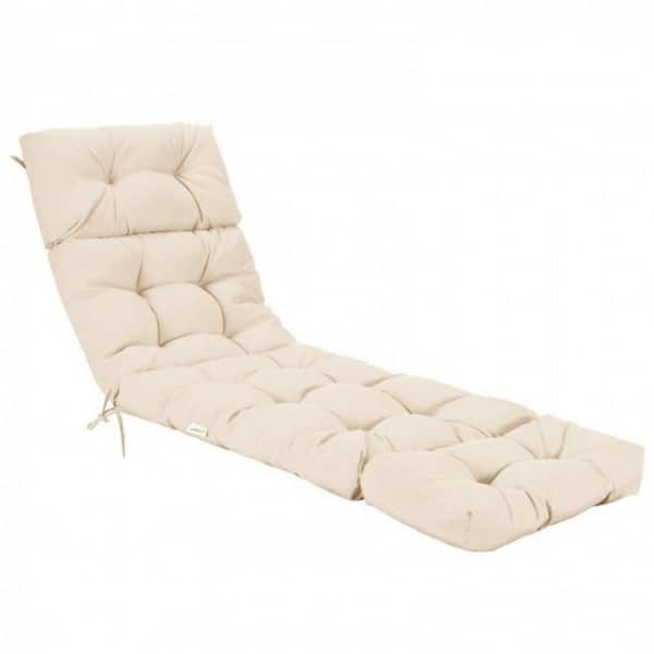 44 in. D x 22 in. W x 29 in. H Outdoor Chaise Lounge Cushion in Beige