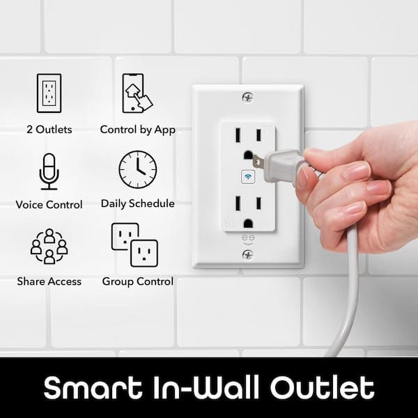 Basics Smart In-Wall Outlet with 2 Individually Controlled