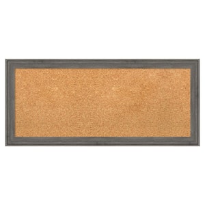 Regis Barnwood Grey Narrow Wood Framed Natural Corkboard 33 in. x 15 in. Bulletin Board Memo Board