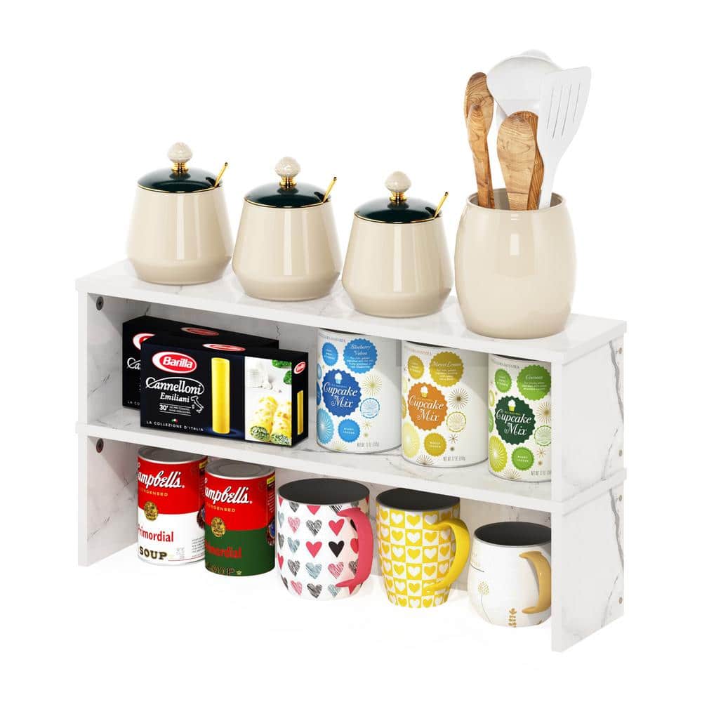 Helena 24" White Wood Grain Stackable Organizer Shelf Set