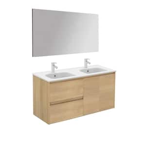 Ambra 47.5 in. W x 18.1 in. D x 22.3 in. H Complete Bathroom Vanity Unit in Nordic Oak with Mirror