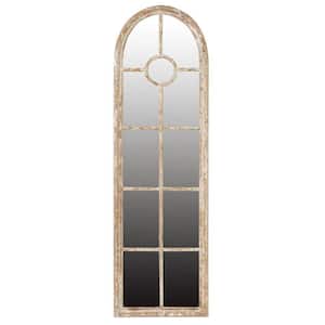 Oversized Arch Tan Brown Natural Antiqued Classic Mirror (78.9 in. H x 23.8 in. W)
