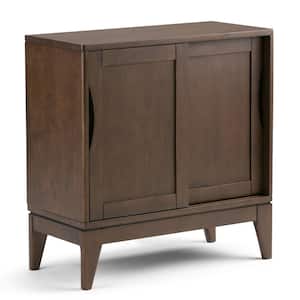 Harper Solid Hardwood 30 in. Wide Mid-Century Modern Low Storage Cabinet in Walnut Brown