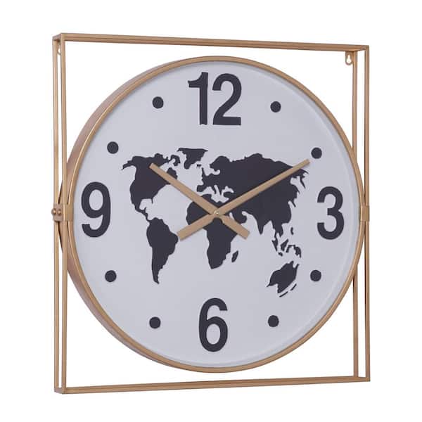Litton Lane Gold Metal Vintage Wall Clock