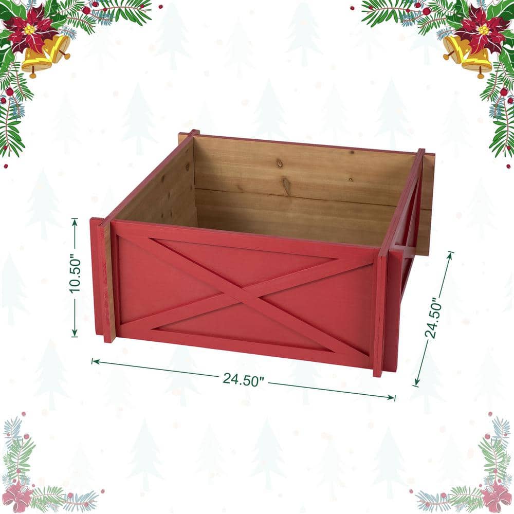 Rustic Red Wooden Christmas Tree Collar
