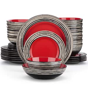 32-Piece Rustic Chic Style Bark glaze Red Stoneware Dinnerware Set Service for 8