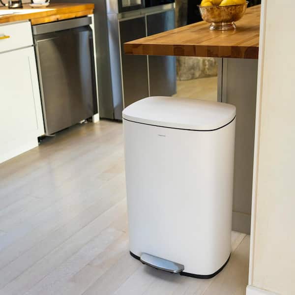 happimess Connor 13 Gal. White Rectangular Trash Can with Soft