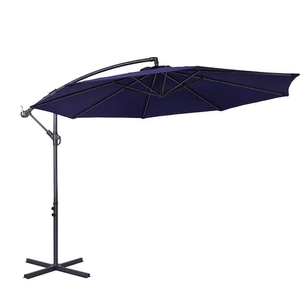 Tatayosi 10 ft. Cantilever Patio Umbrella with Crank in Navy Blue