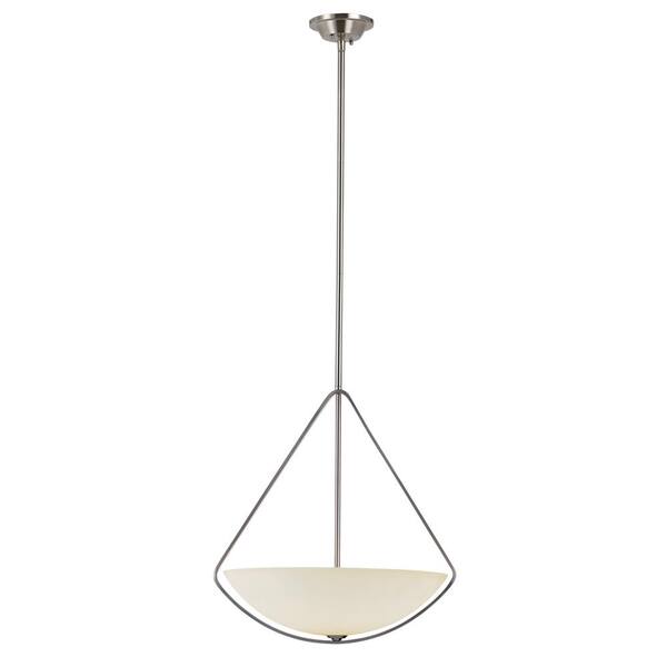 Transglobe 3-Light Brushed Nickel Height Adjustable Pendant with Frosted Glass