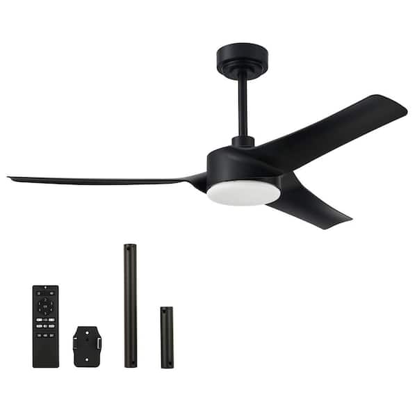 Merra 52 in. LED Indoor Black Modern Smart Ceiling Fan with Dimmable Light Kit and Remote