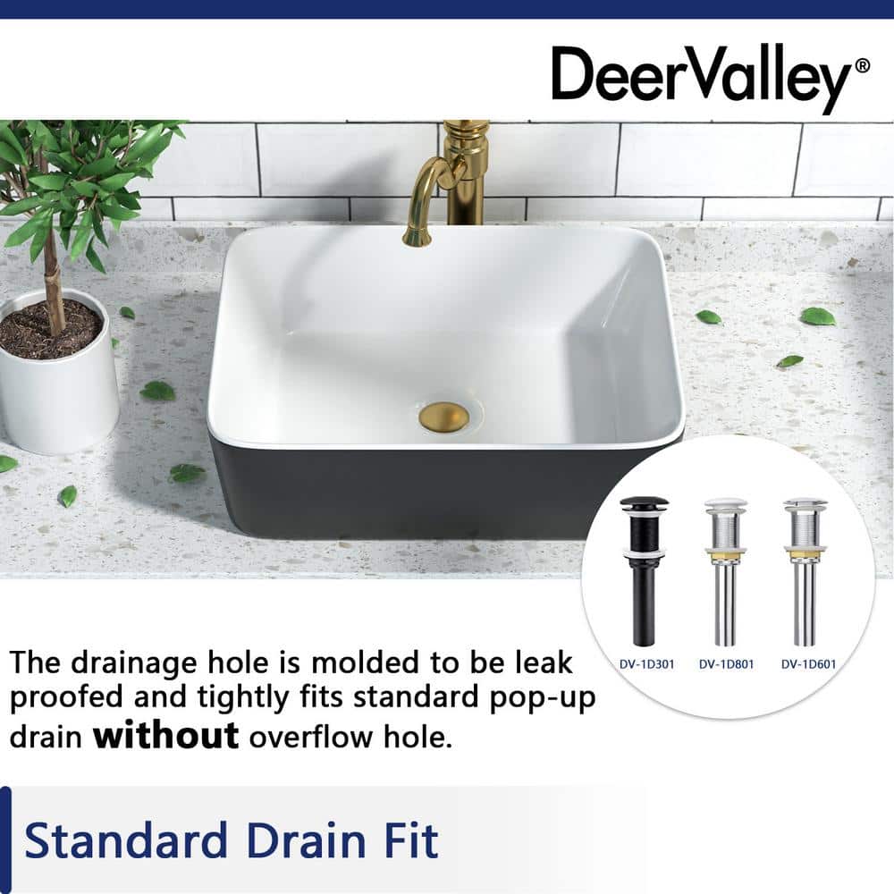 Elegant Dual-Tone 19" x 15" Rectangular Ceramic Vessel Bathroom Sink