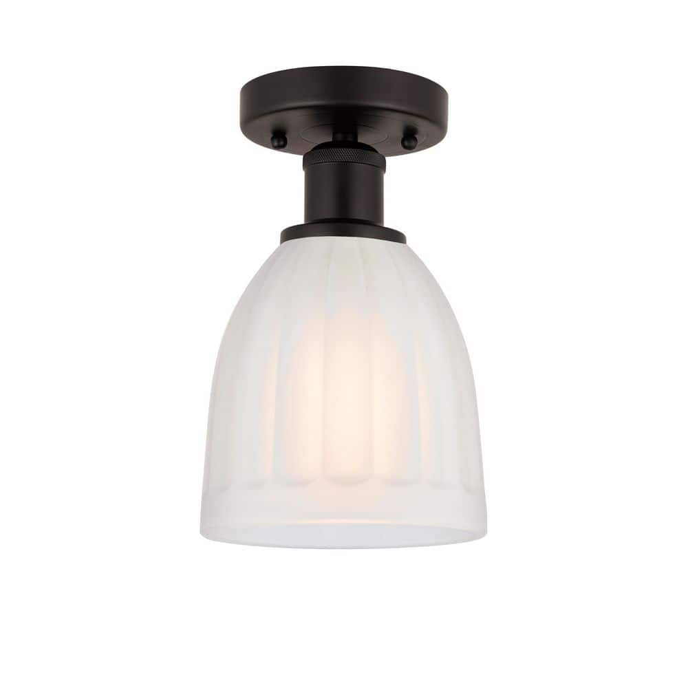 Brookfield 5.75 in. 1-Light Oil Rubbed Bronze Industrial Semi-Flush Mount with Frosted Glass Shade price history on PriceWatchPro