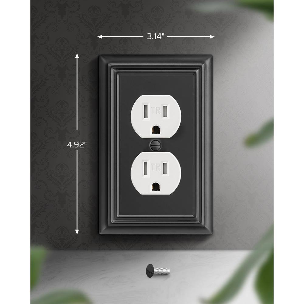 Black Metal Duplex Outlet Wall Plates, 4-Pack