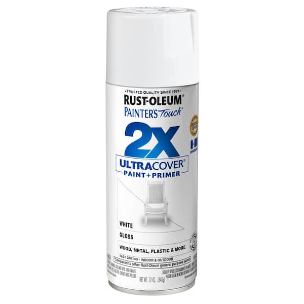 Rust-Oleum 334048-6PK Painter's Touch 2x Ultra Cover Spray Paint, 12 oz, Gloss White, 6 Pack
