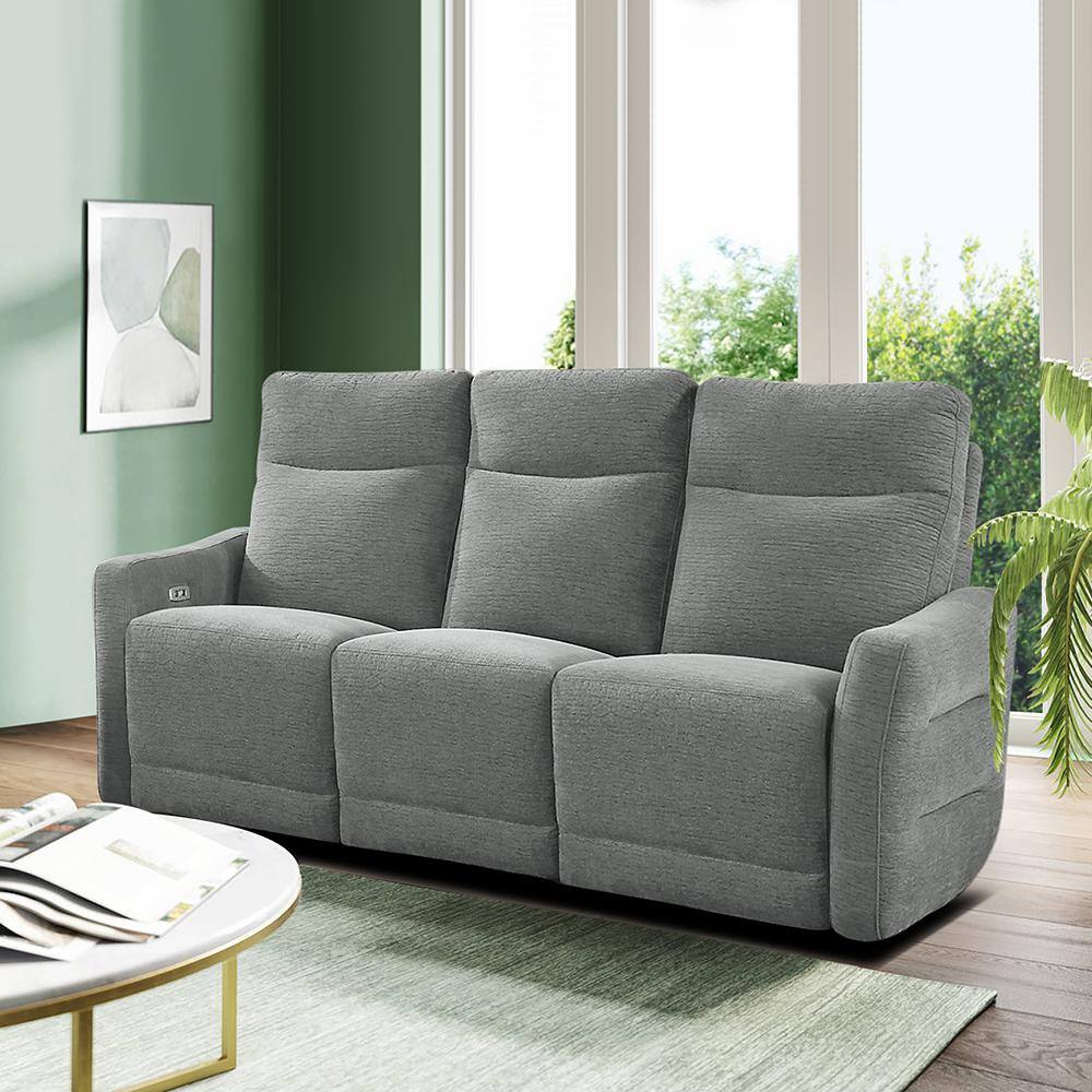 Gray Fabric Lawson Reclining Sofa with Wood Frame