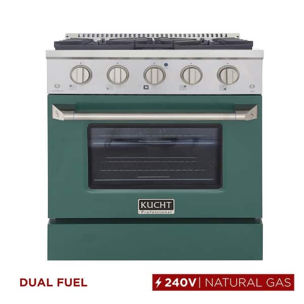 30 in. 4.2 cu. ft. Dual Fuel Range with Gas Stove and Electric Oven with Convection Oven in. Green