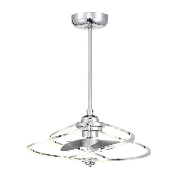 Savoy House Hydra 24 in. W x 11.5 in. H Indoor Polished Chrome Integrated LED Ceiling Fan D'Lier with Remote Control Included