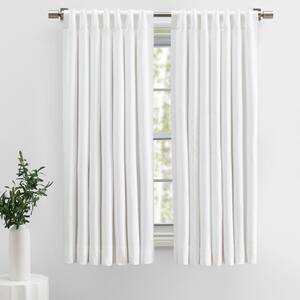Herringbone White Solid 48 in. W x 45 in. Room Darkening Single Panel Rod Pocket Curtain