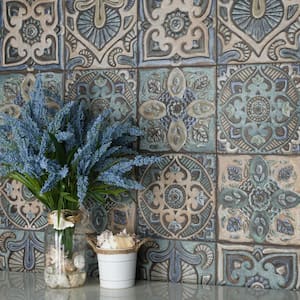 Mandala Decor Mix 7-7/8 in. x 7-7/8 in. Ceramic Wall Take Home Tile Sample