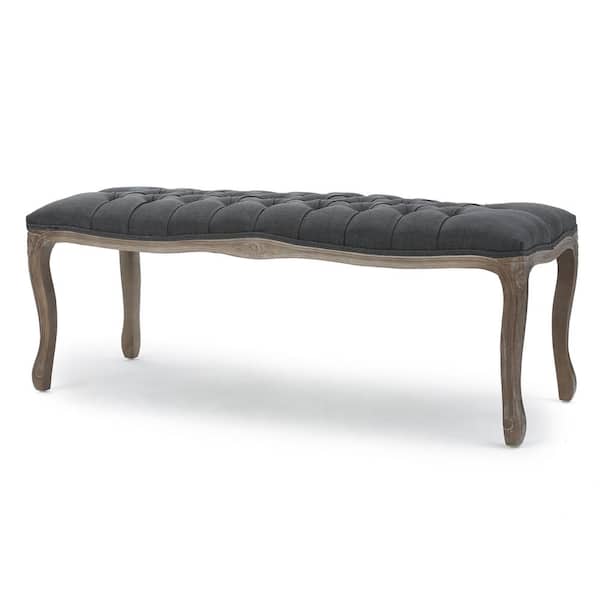 Noble House Tassia Dark Grey Bench (18.50 in. x 46.50 in. x 17 in.)