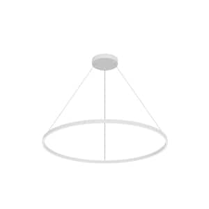 Cerchio 48 in. 1 Light 125-Watt White Integrated LED Pendant Light